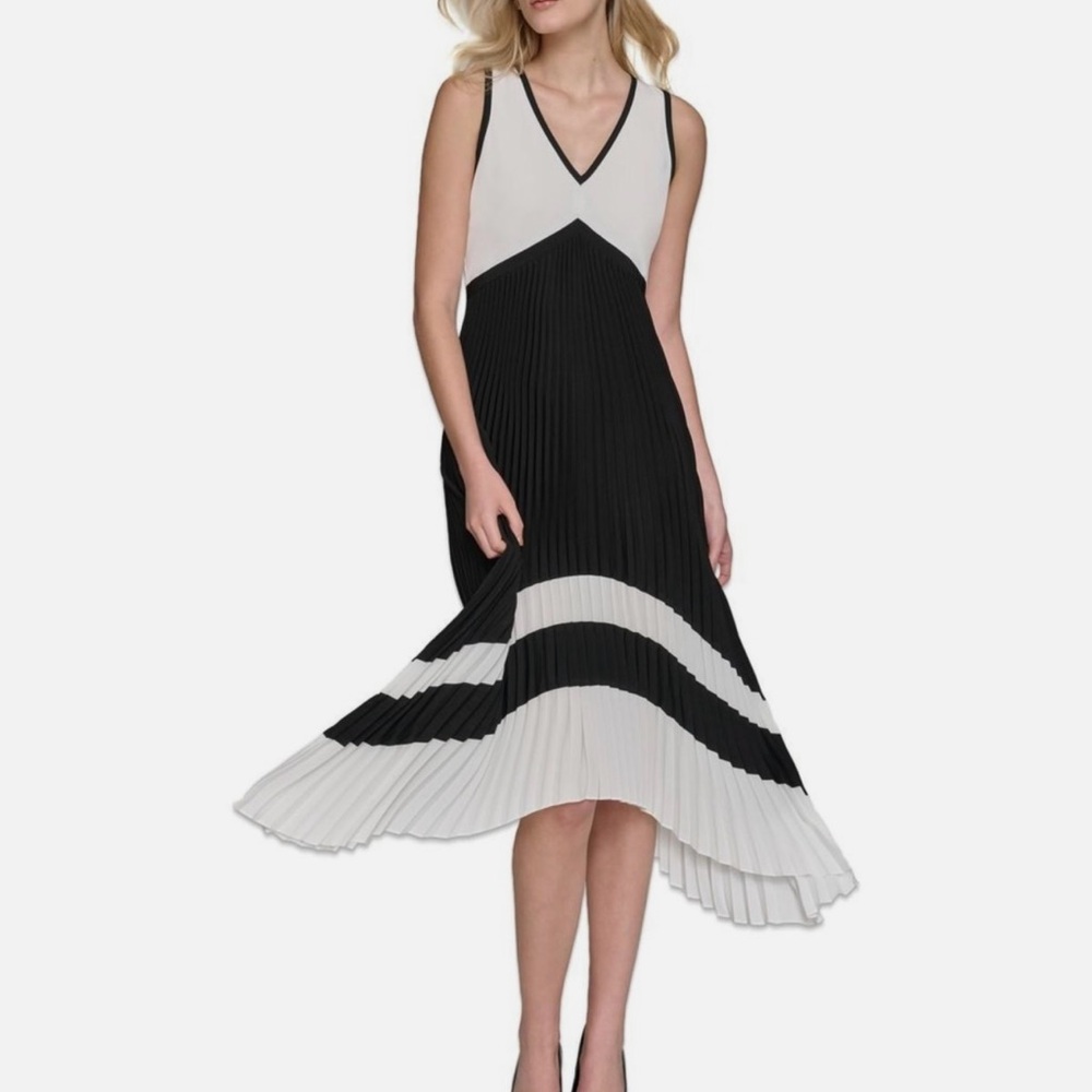 Karl Lagerfeld Black and White High Low Dress